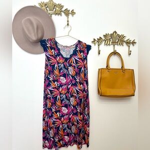 Floral and lace dress short sleeve Xl